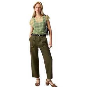 J Crew‎ Wide-leg cargo pant in sateen cotton Womens Size 20 Green